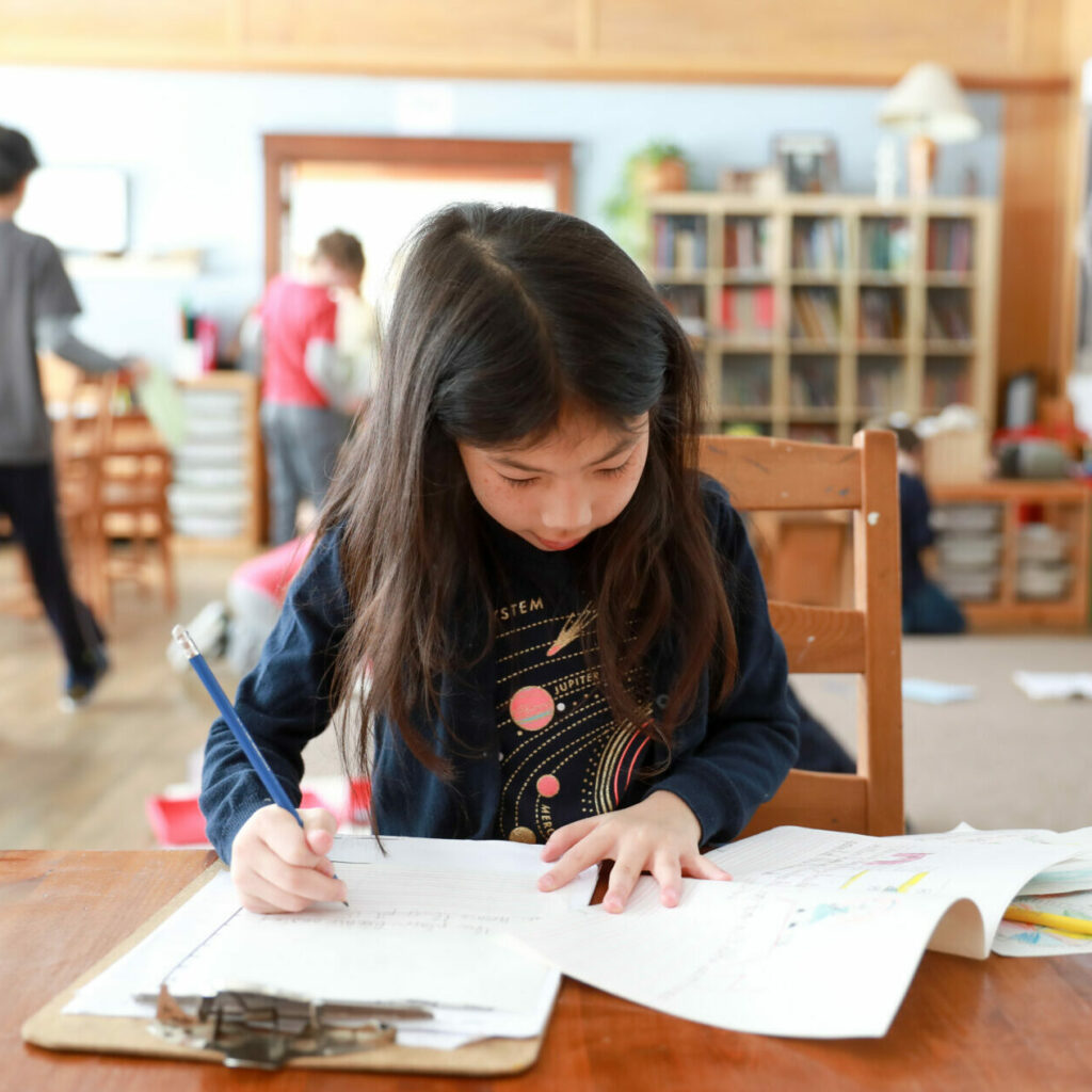 Student working at desk