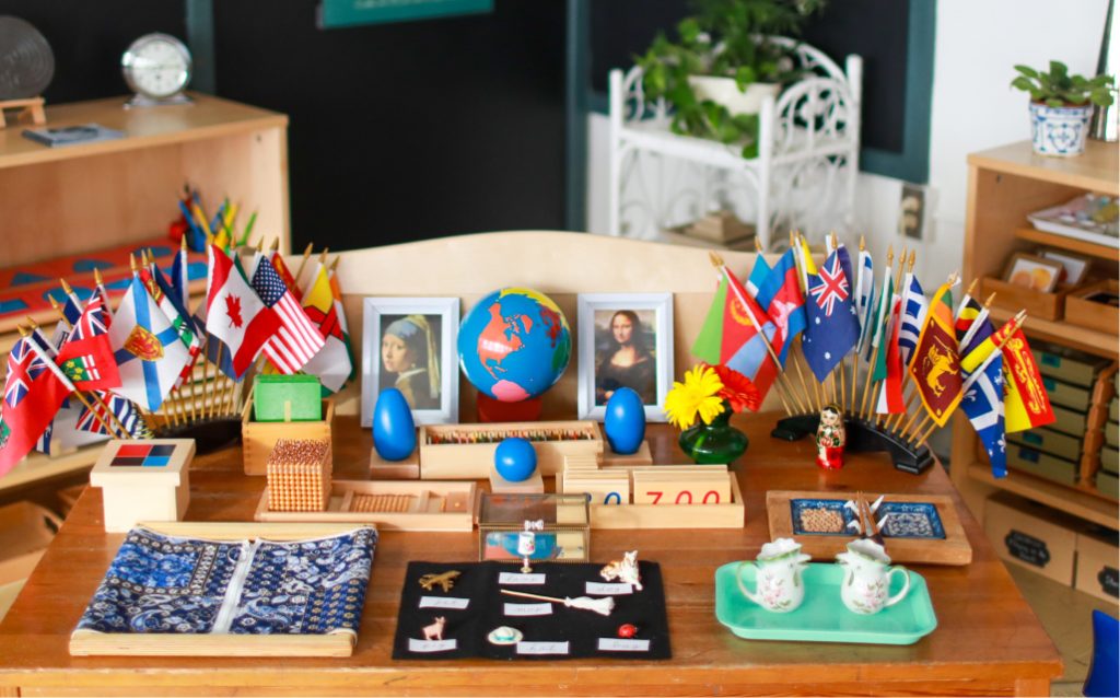 Desk with learning tools